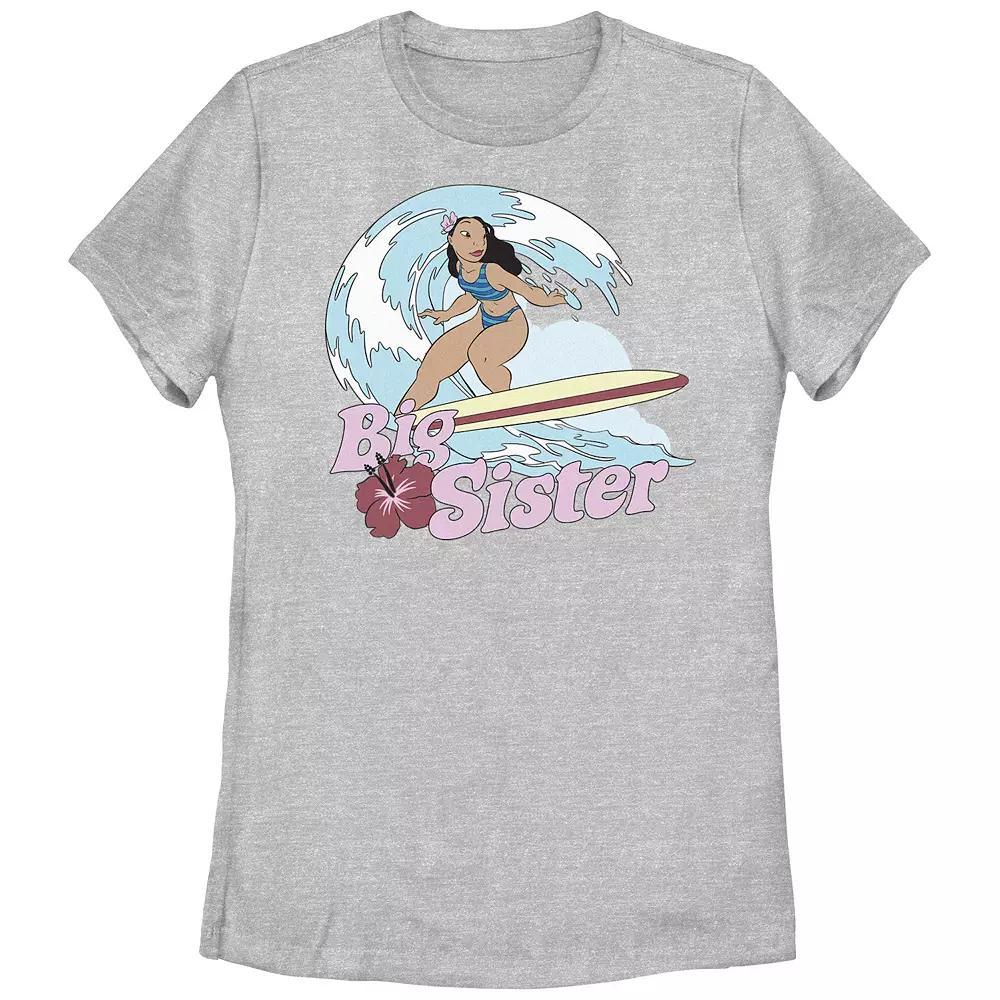 Disney's Lilo & Stitch Women's Surfing Nani Big Sister Tee, Girl's, Size: Medium, Athletic Grey Product Image