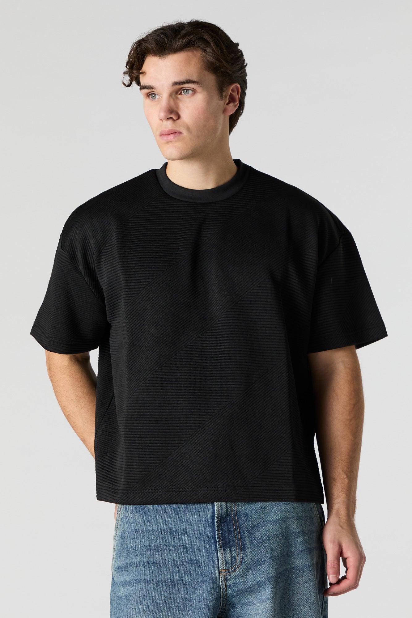 Ribbed Textured Relaxed T-Shirt Male Product Image