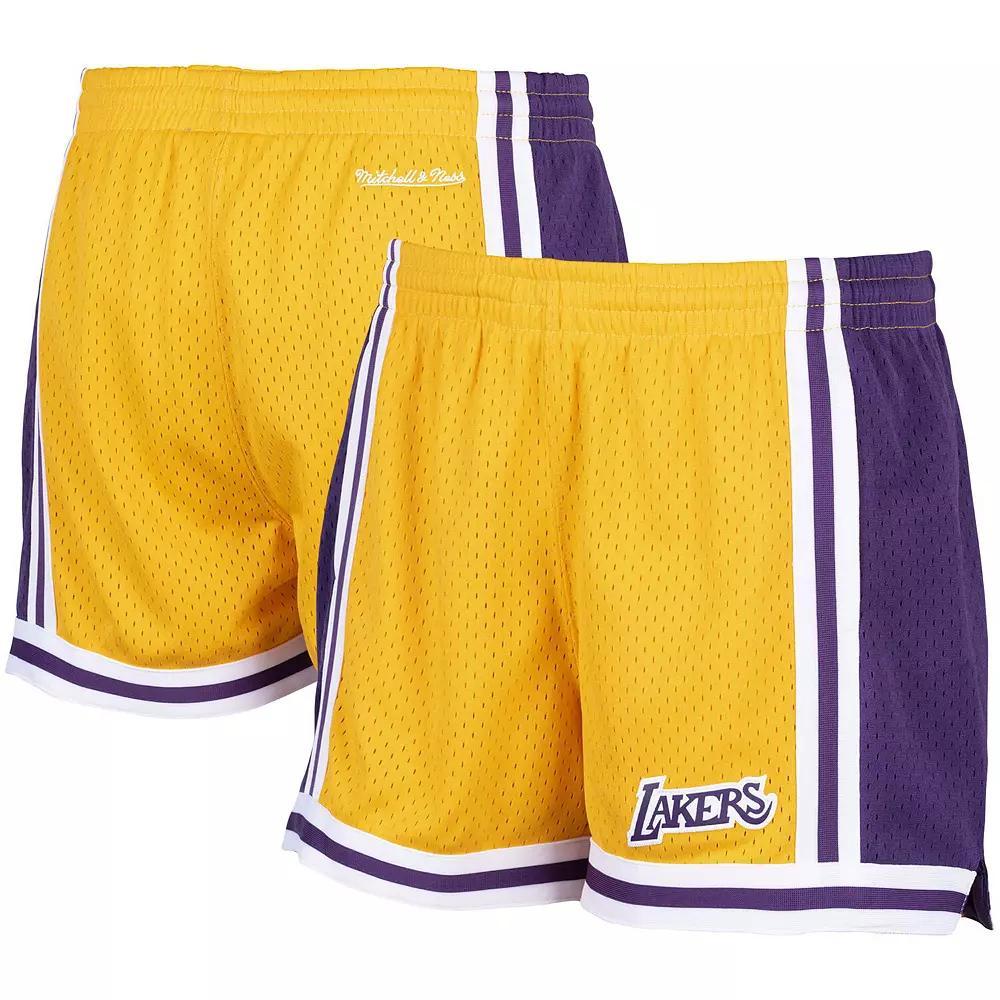 Women's Mitchell & Ness Gold Los Angeles Lakers Jump Shot Shorts, Size: Large Product Image
