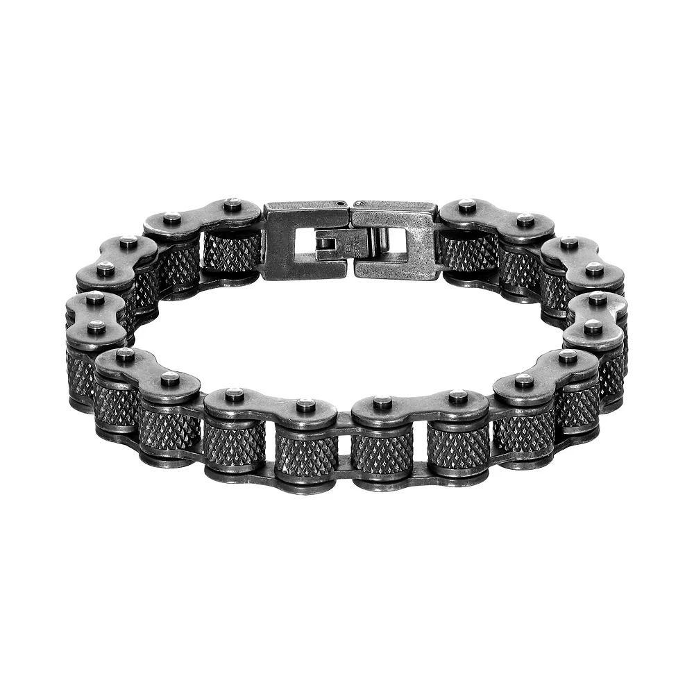 LYNX Men's Black Ion-Plated Stainless Steel Bracelet, Size: 9" Product Image
