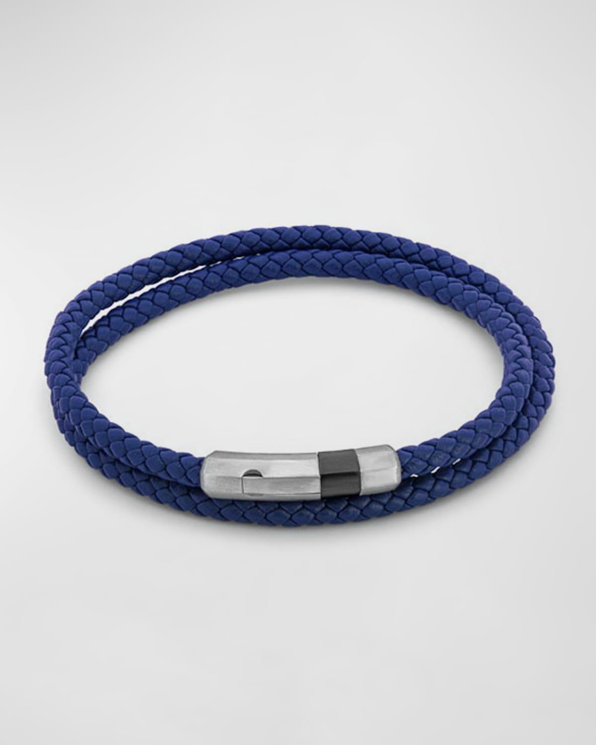 Mens Woven Leather Wrap Bracelet, Large Product Image