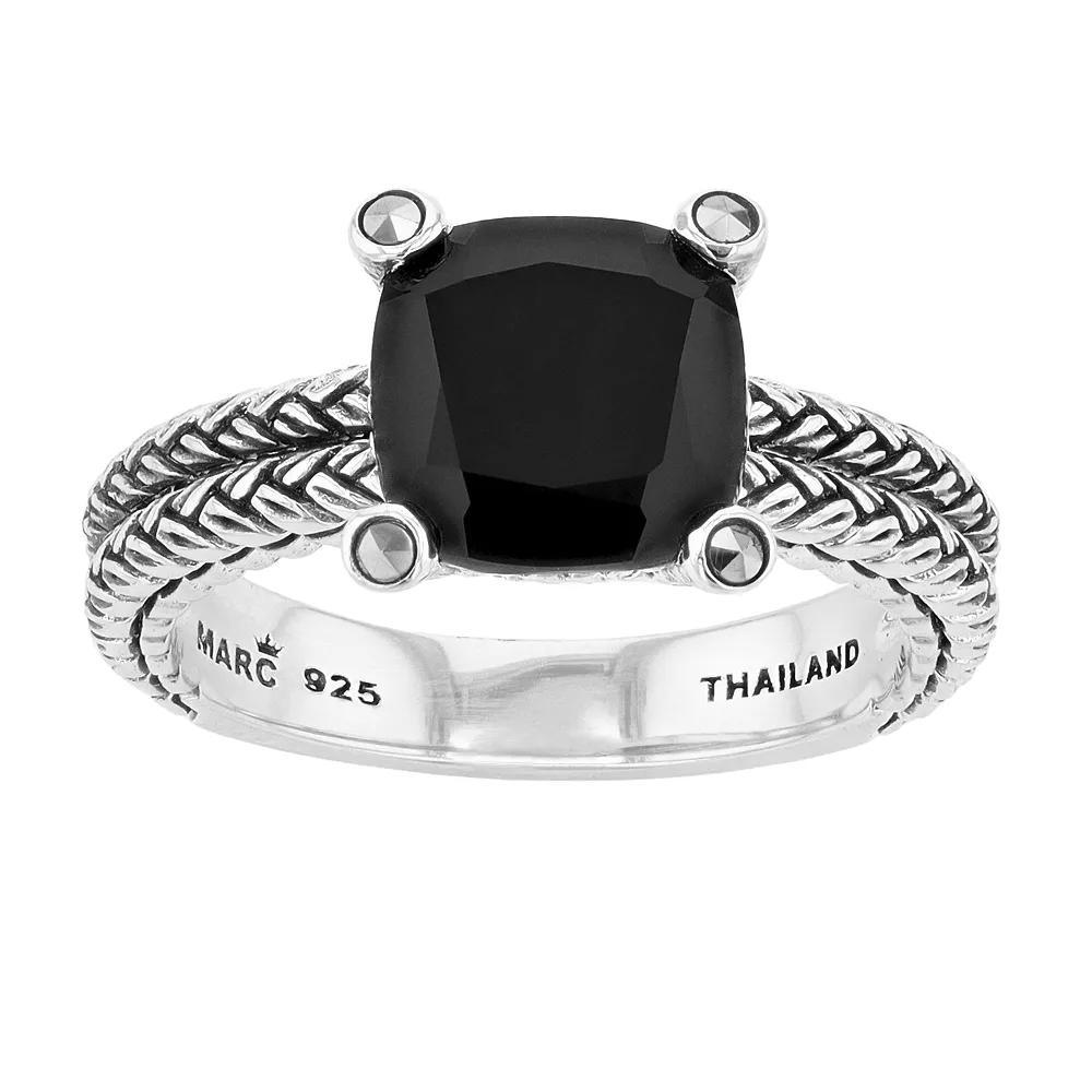 Lavish by TJM Sterling Silver Black Onyx & Marcasite Ring, Women's, Size: 6 Product Image