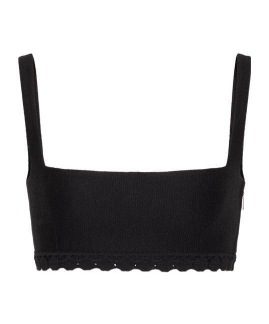 VALENTINO Embroidered Crop Top In Black Product Image