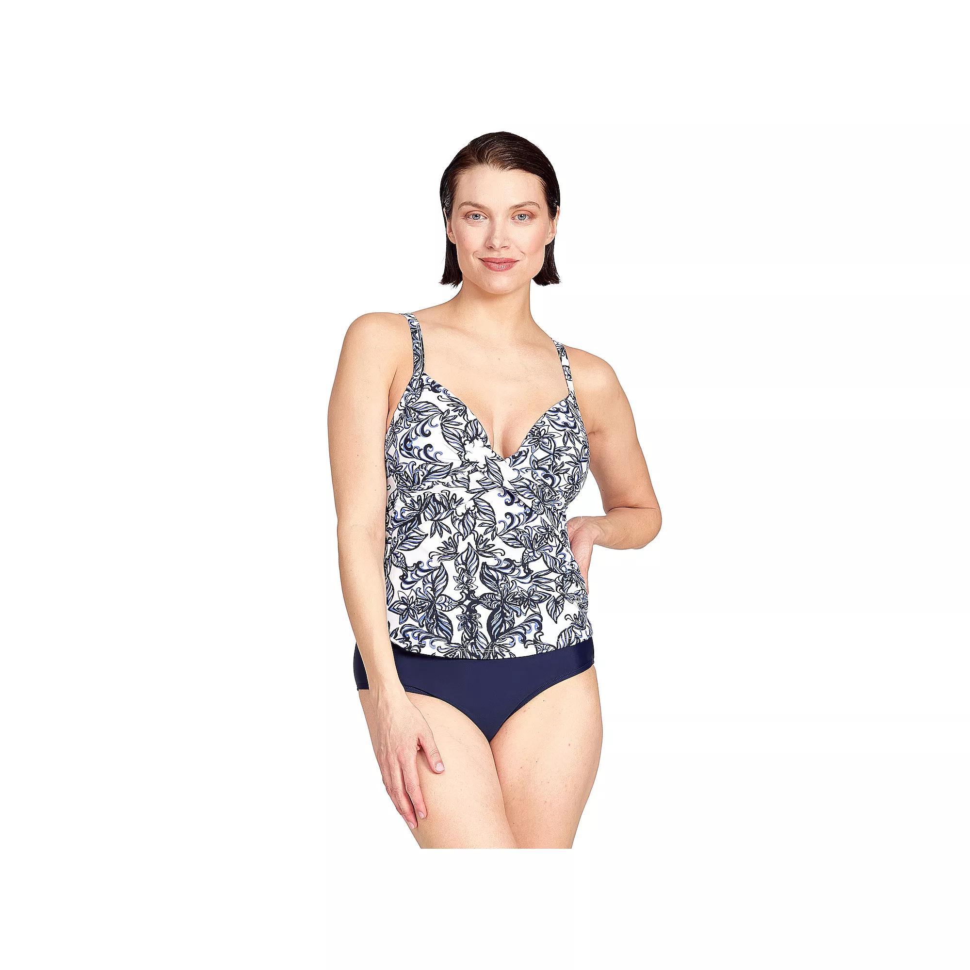 Women's Nine West Porcelaina Twist Front Tankini Top, Size: XL, Blue Product Image
