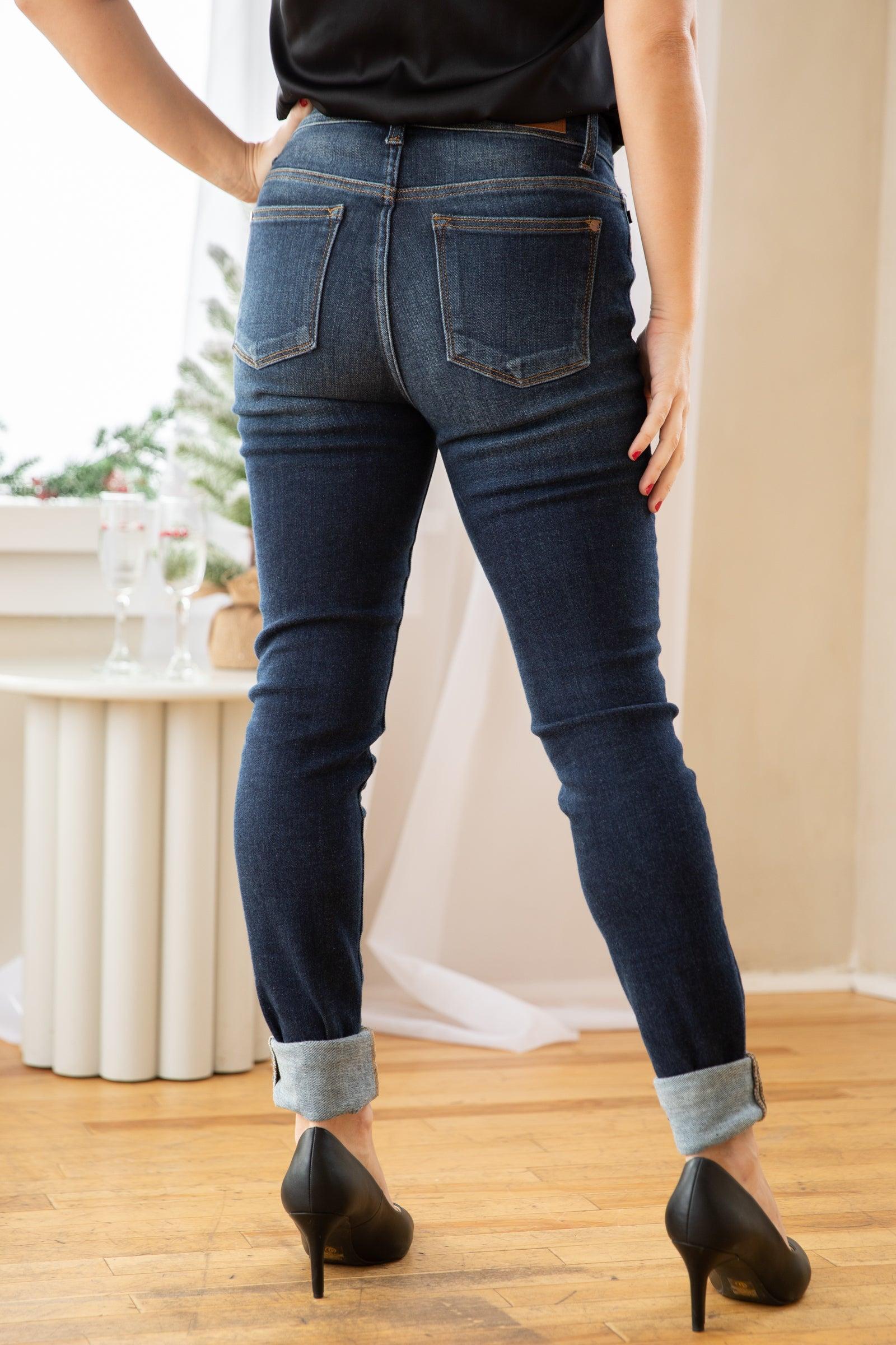 Judy Blue Dark Wash Long Inseam Skinny Jeans Product Image