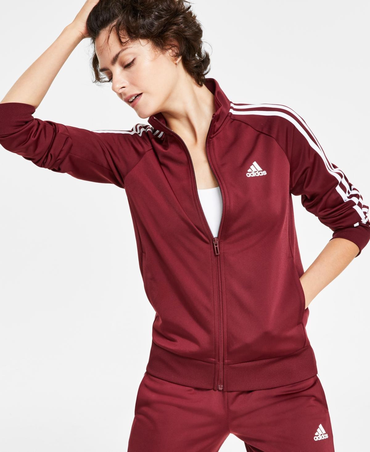 adidas 3-Stripes Track Top Tricot (Shadow /White) Women's Clothing Product Image