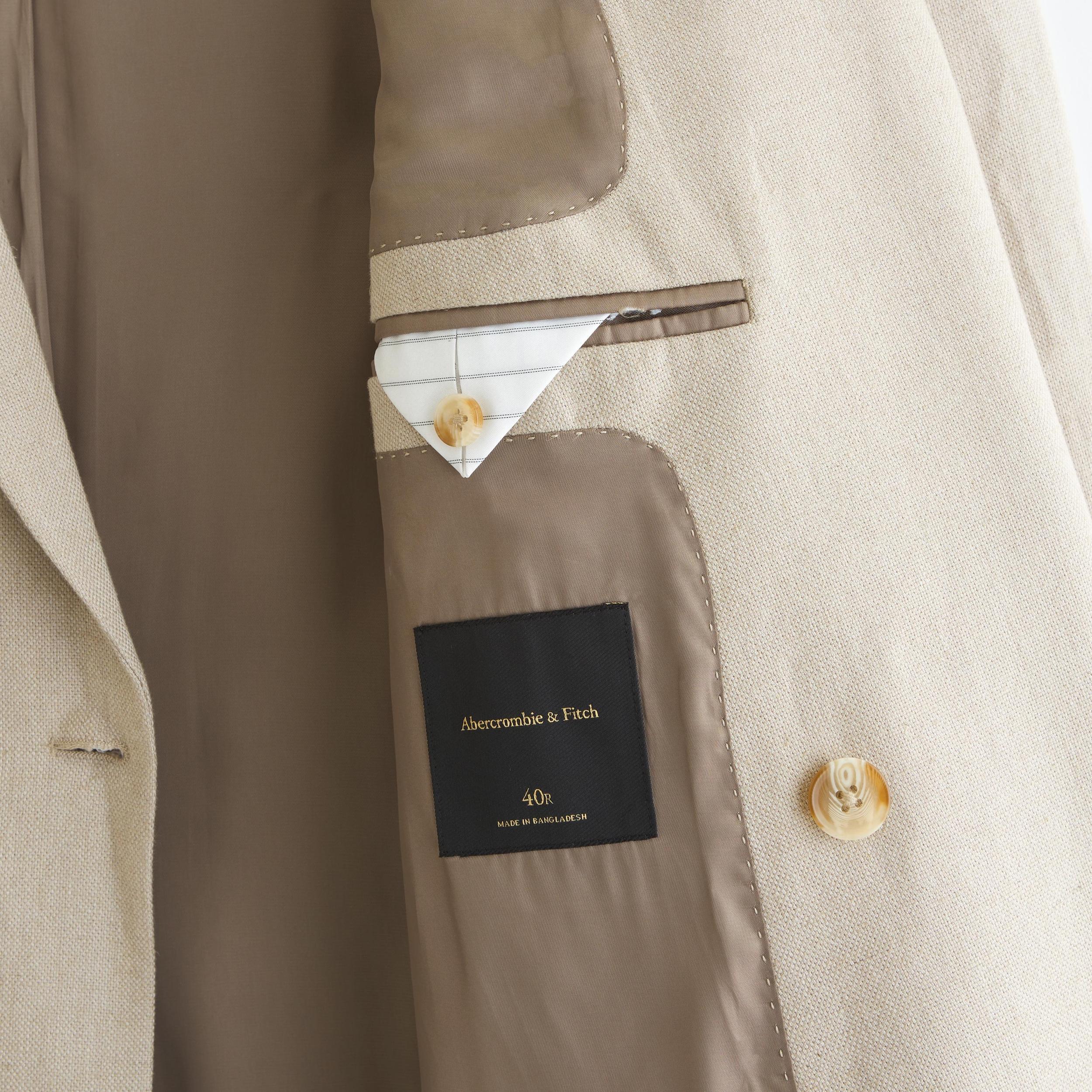 The A&F Collins Tailored Double-Breasted Linen-Blend Blazer Product Image