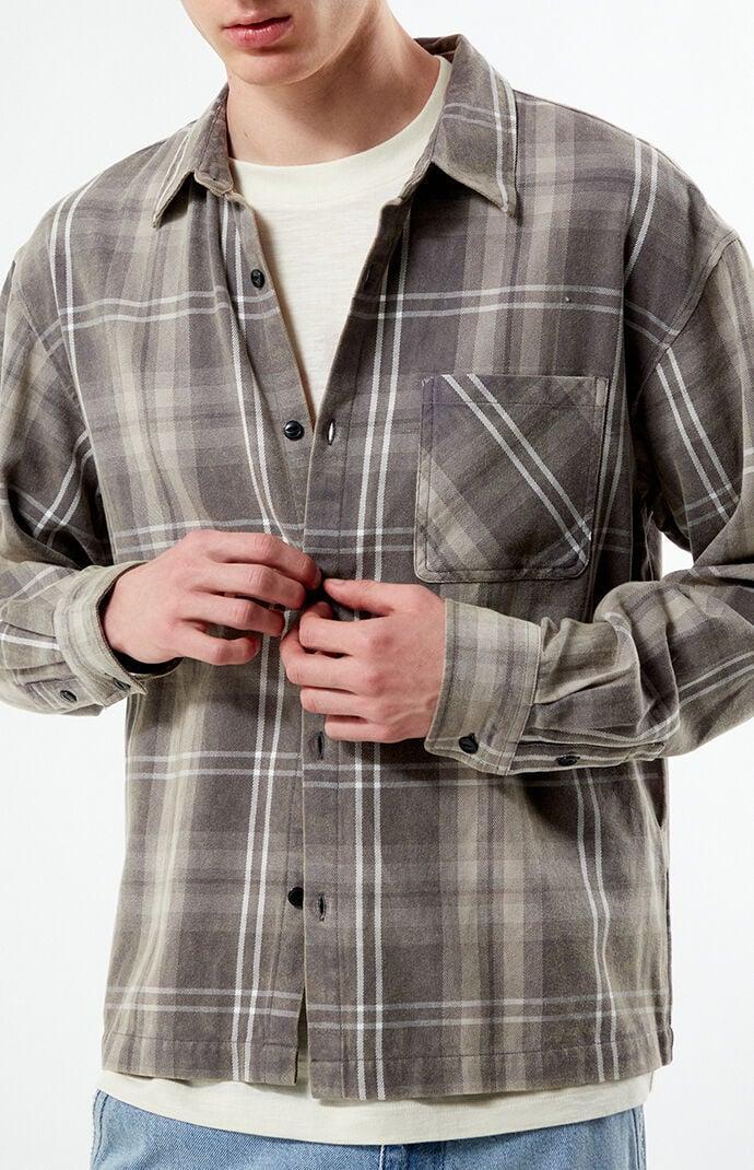 Mens Washed Cropped Flannel Shirt Product Image