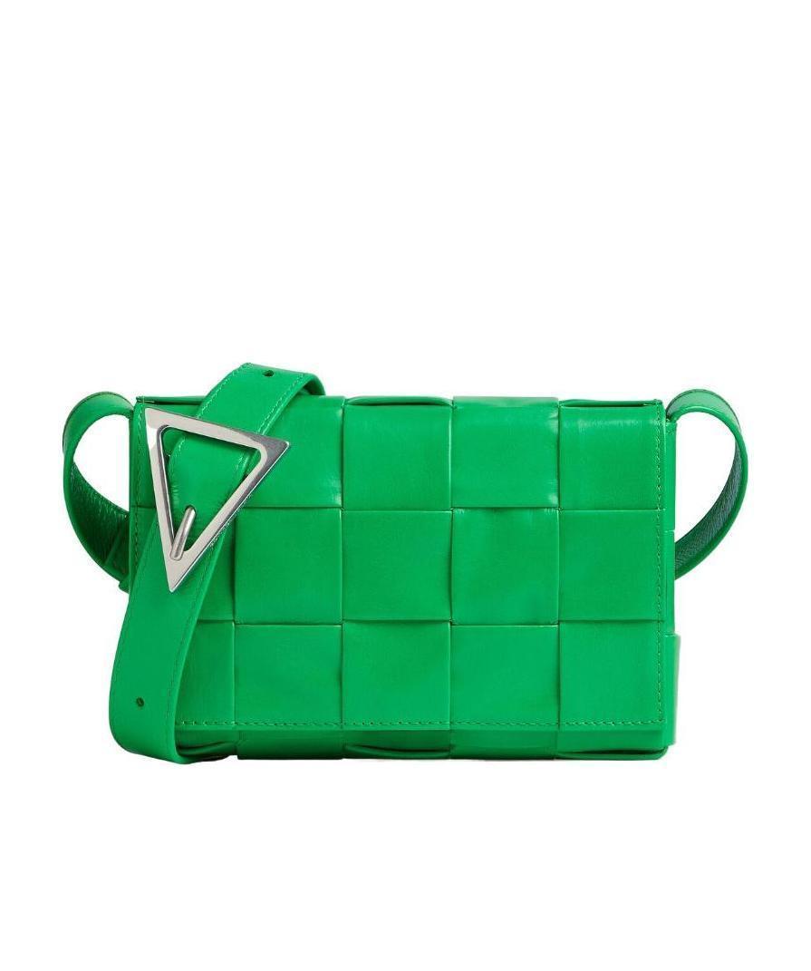 BOTTEGA VENETA Logo Woven Shoulder Bag In Green Product Image