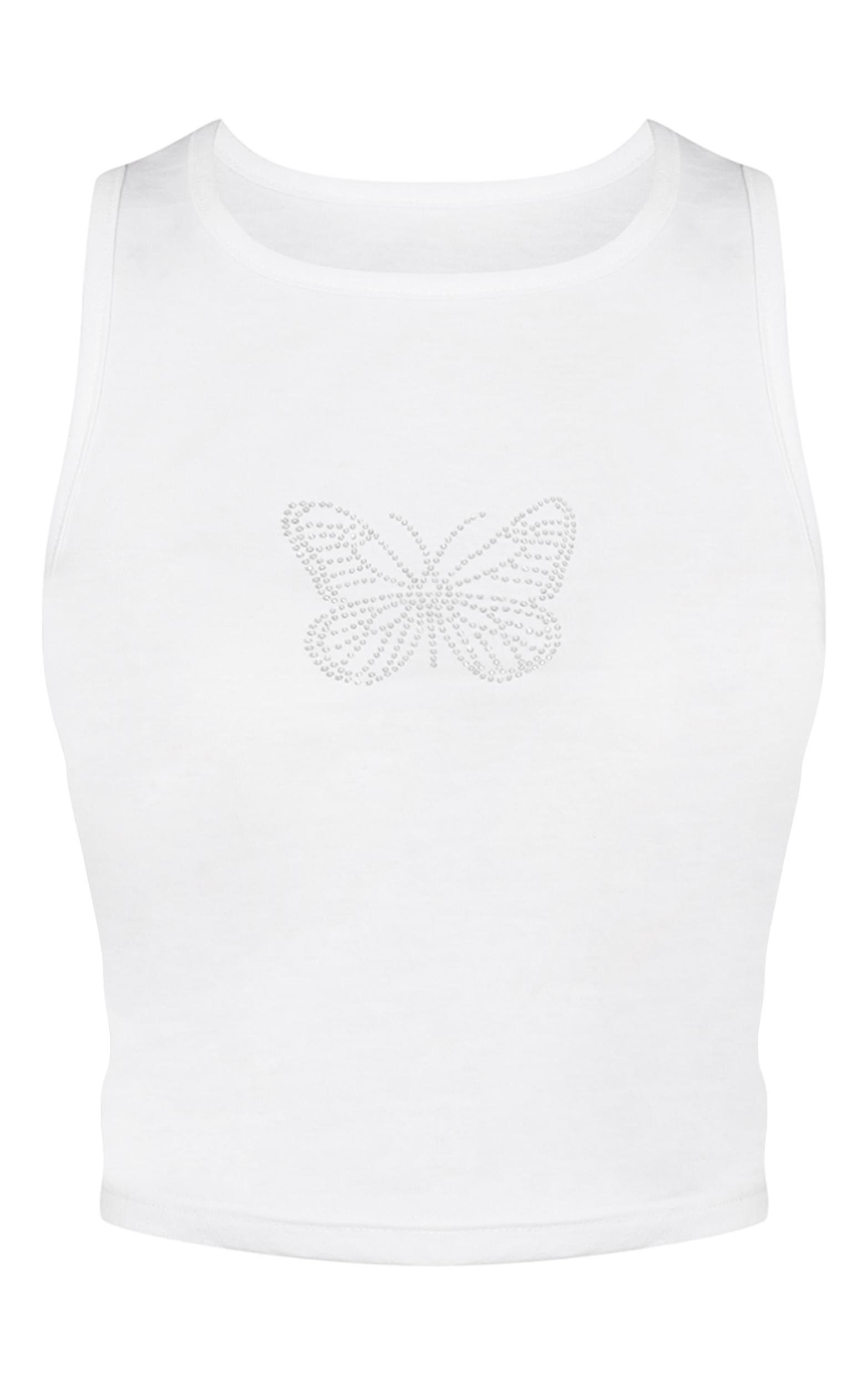 White Hot Fix Butterfly Long Vest Top Product Image