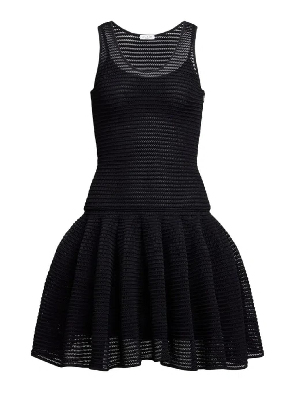 ALAÏA Crinoline-knit Mini Dress In Black Product Image