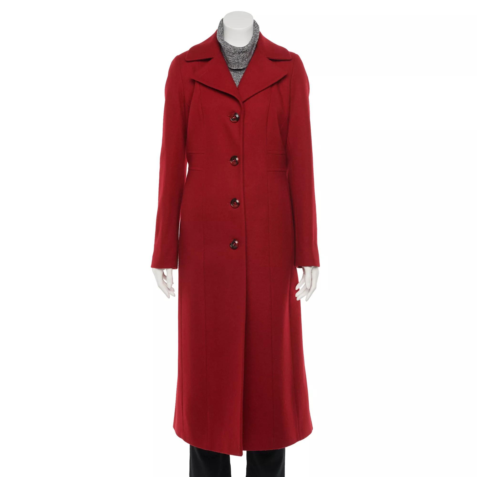 Women's TOWER by London Fog Long Wool-Blend Coat, Size: Medium, Red Product Image