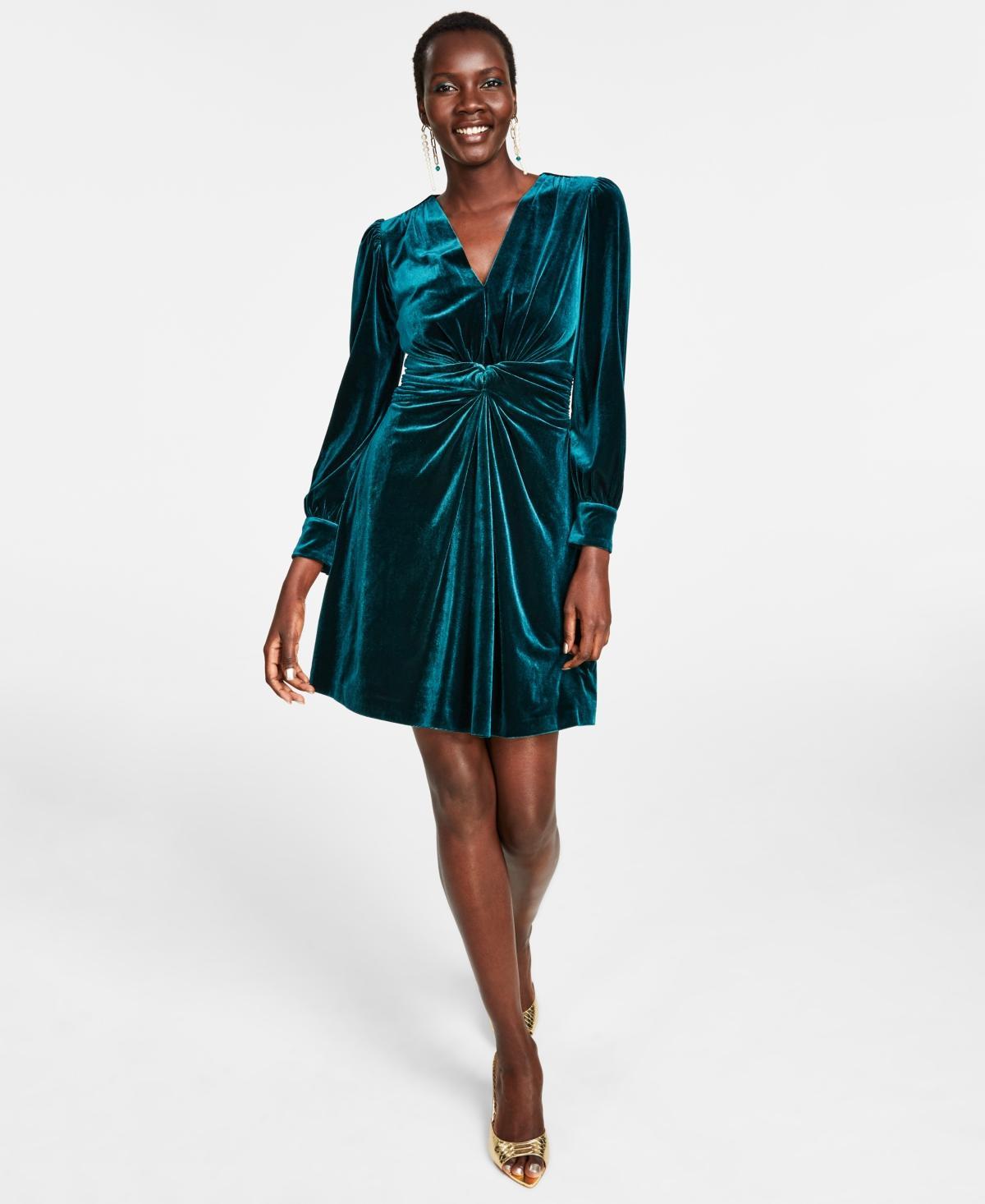 Vince Camuto Velvet Twist-Front Dress Product Image