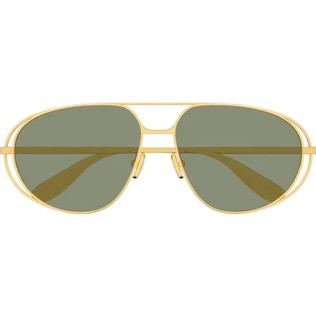 BOTTEGA VENETA Cutout Metal Aviator Sunglasses In Shiny Gold Btv Product Image