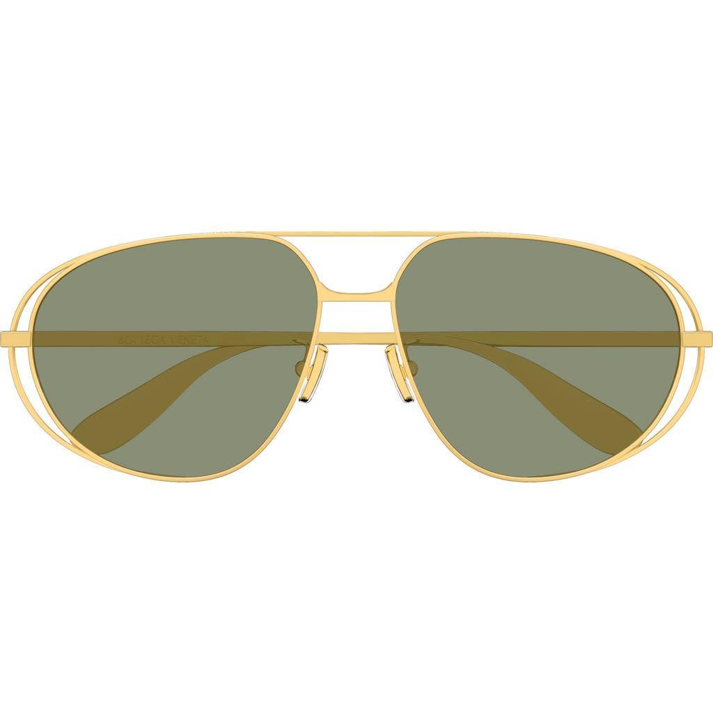 BOTTEGA VENETA Cutout Metal Aviator Sunglasses In Shiny Gold Btv Product Image