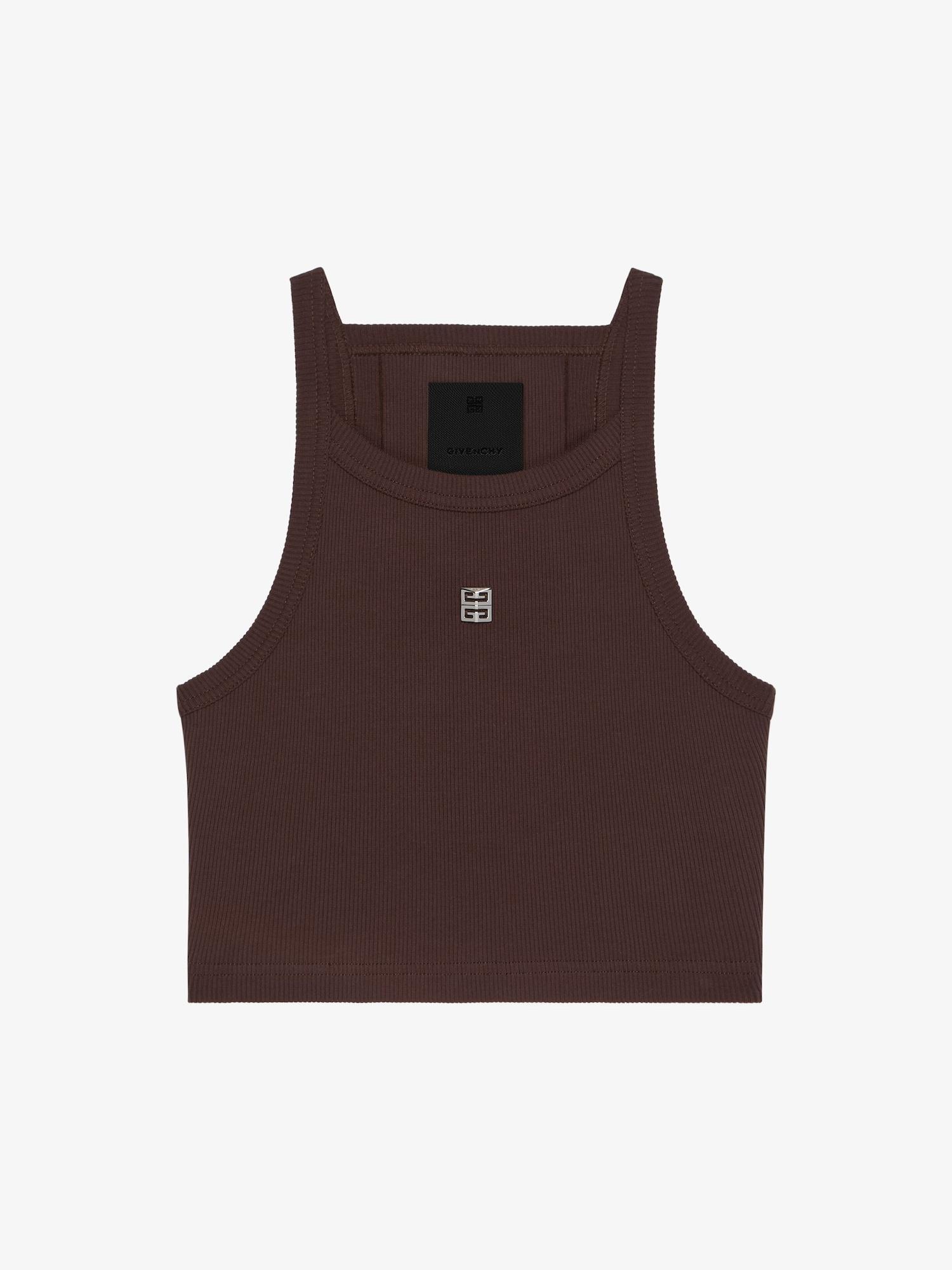 Cropped tank top in cotton with 4G detail Product Image