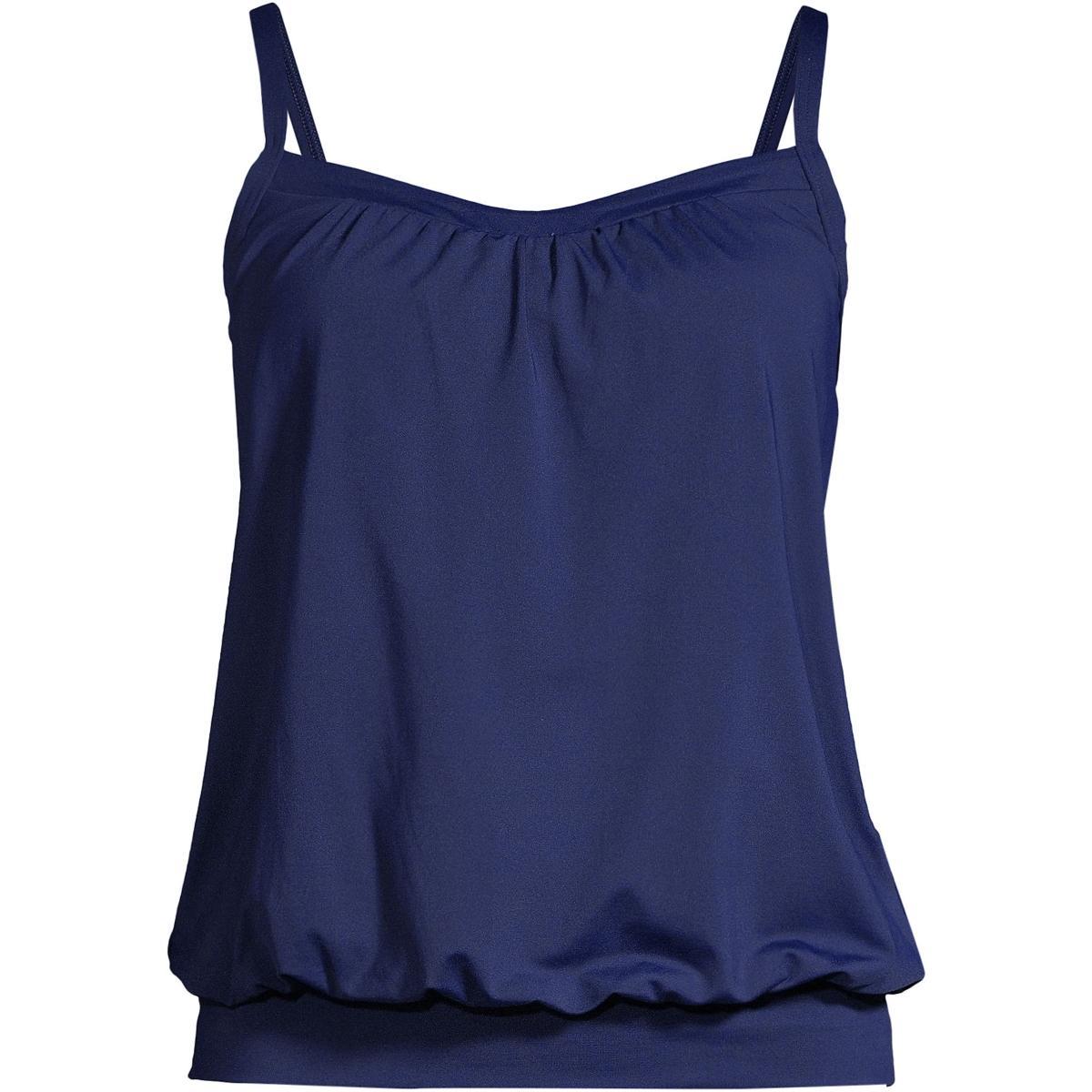 Women's Lands' End DDD-Cup Bust-Minimizer Blouson Chlorine-Resistant Tankini Swim Top, Size: 8 Ddd, Deep  Blue Product Image