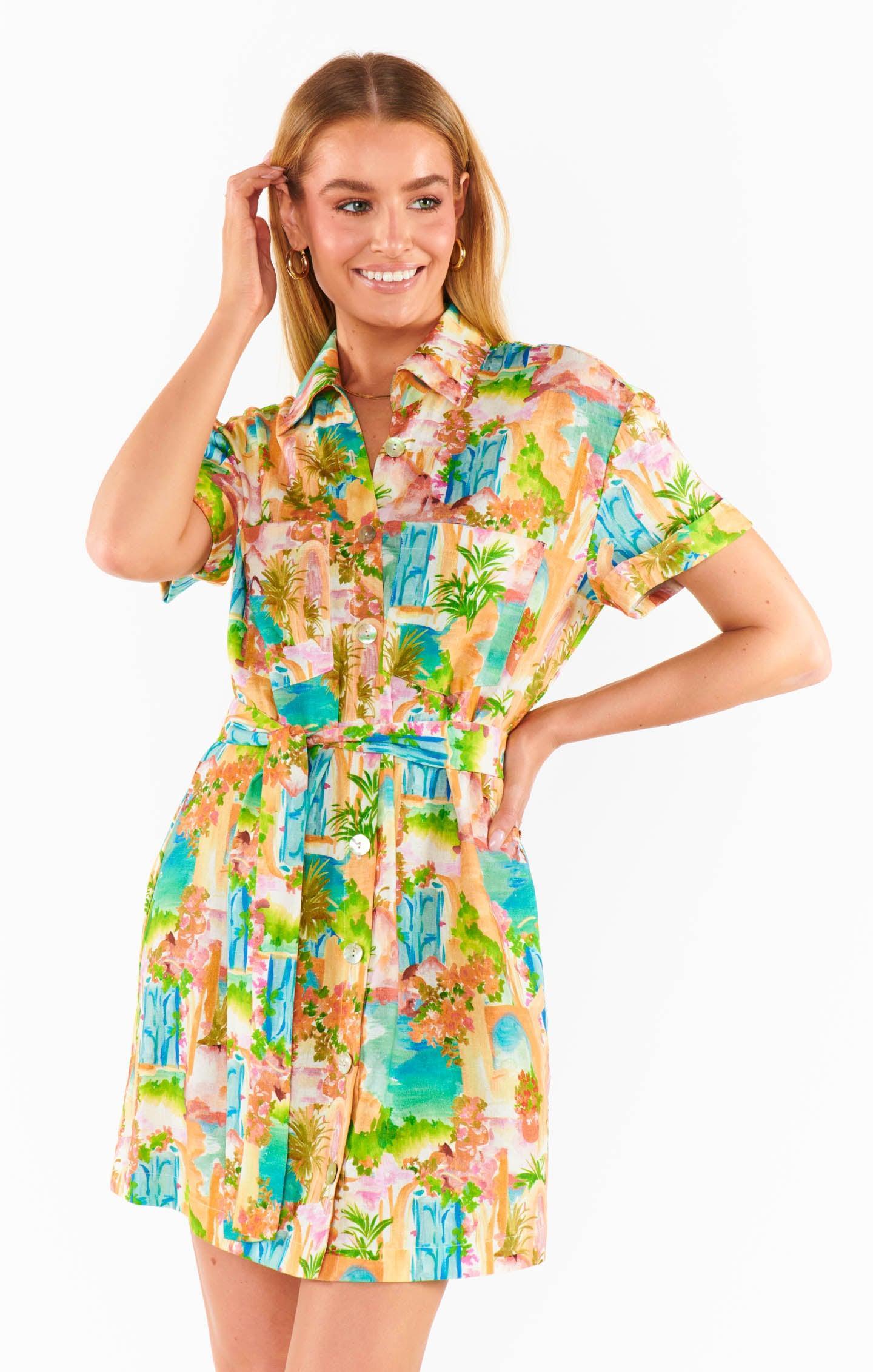 Marsala Shirt Dress ~ Palermo Spritz Linen Product Image