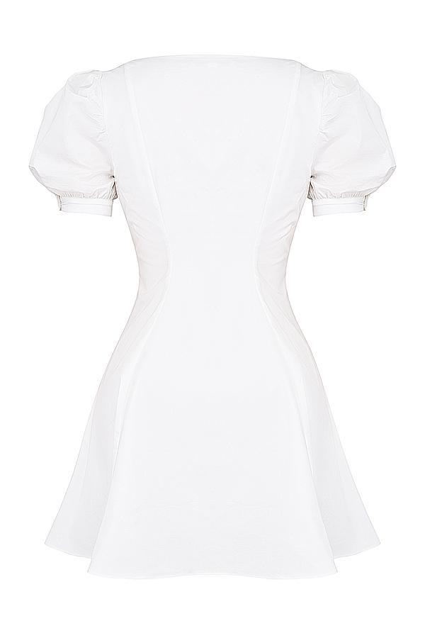 Hameda White Puff Sleeve Mini Dress Product Image