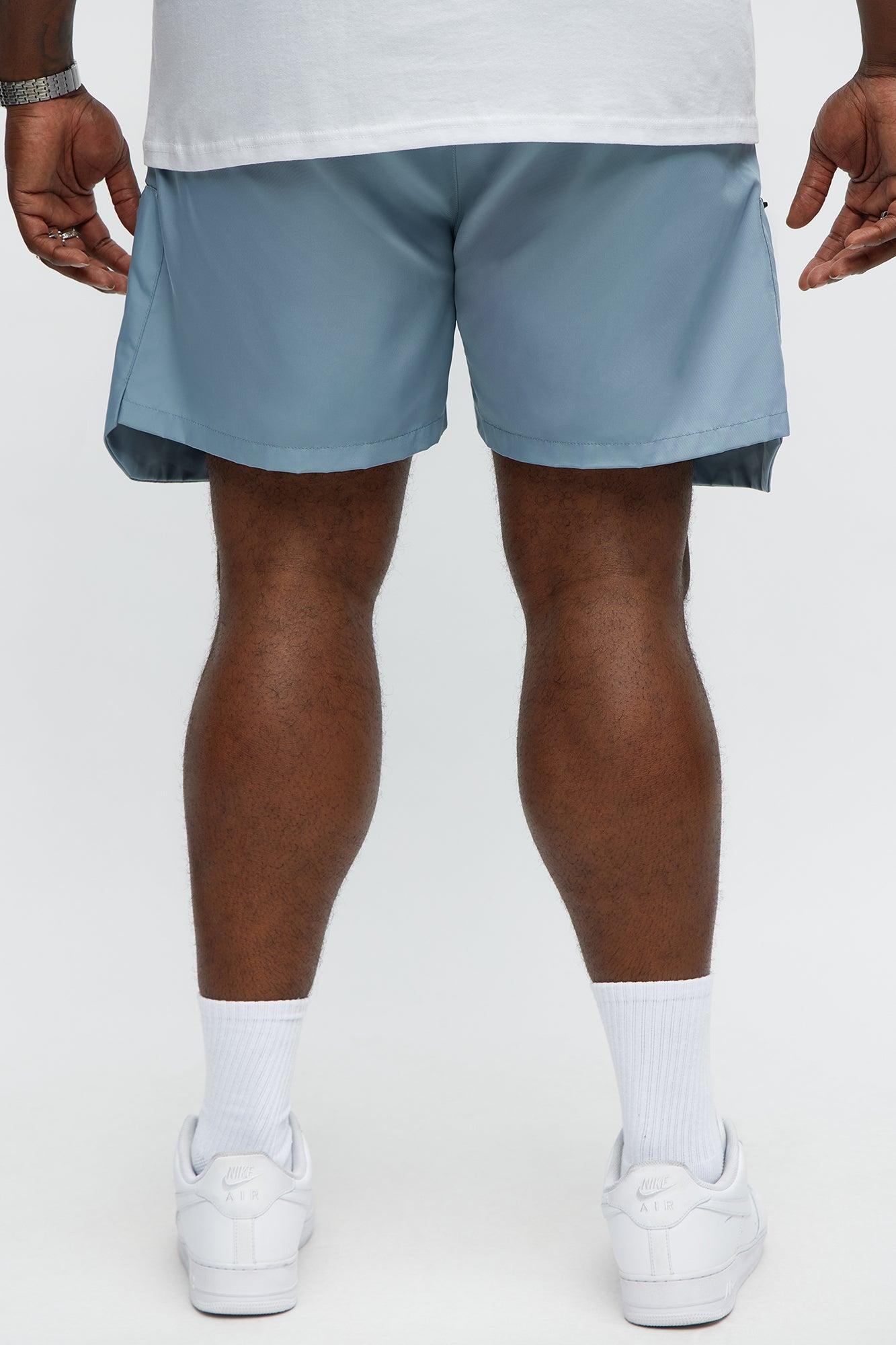 Cargo Pockets Relaxed Drawstring Shorts - Blue Product Image