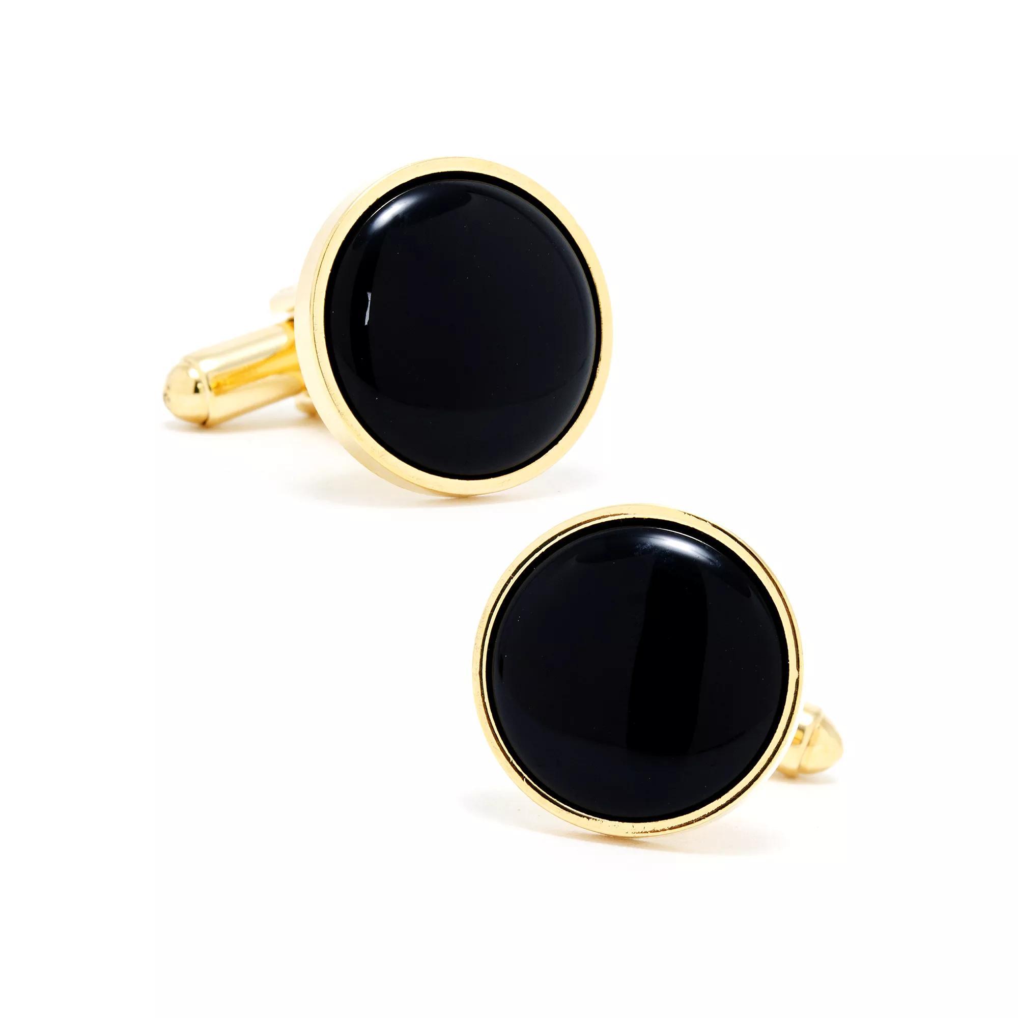 Men's Cuff Links, Inc. Gold and Onyx Cuff Links Product Image