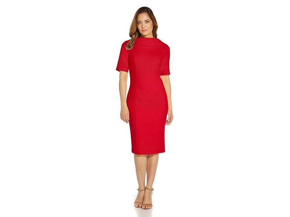 Adrianna Papell V-Back Foldover Collar Short Sleeve Sheath Dress Product Image