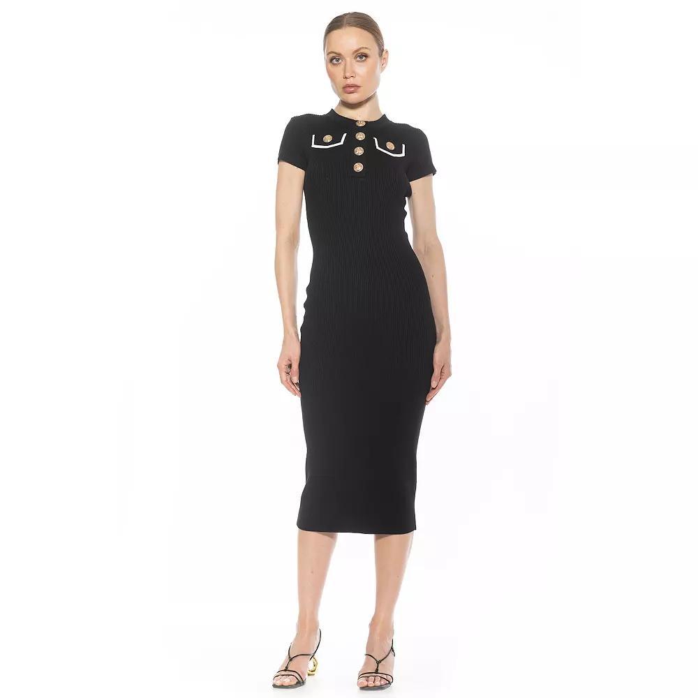 Women's ALEXIA ADMOR Rhys Ribbed Knit Short Sleeve Midi Dress, Size: XL, Camel Product Image