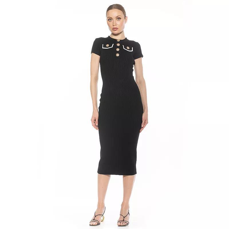 Women's ALEXIA ADMOR Rhys Ribbed Knit Short Sleeve Midi Dress, Size: XL, Camel Product Image