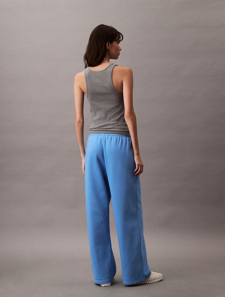 Calvin Klein Women's Monogram Logo Fleece Wide Leg Sweatpants - Black - L Product Image