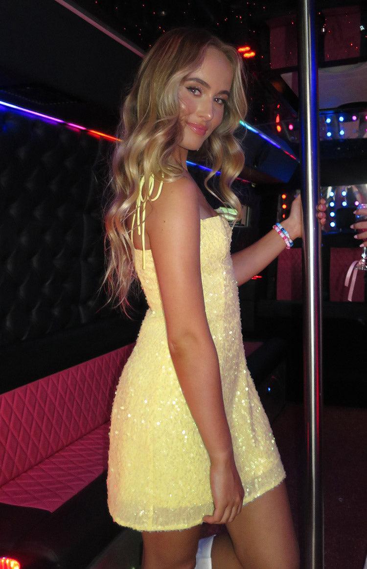 Penny Lane Yellow Sequin Mini Dress Girls Product Image