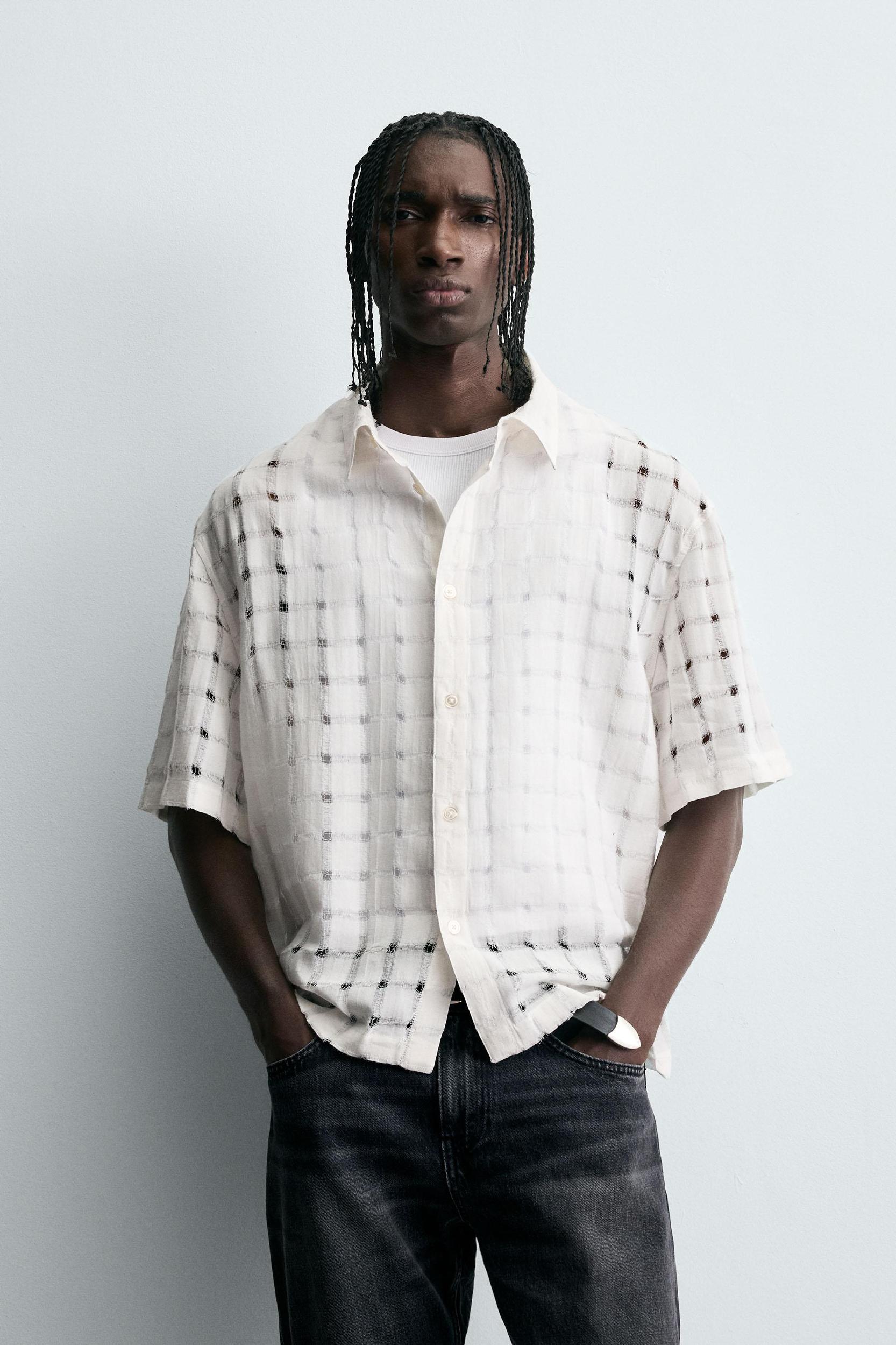 JACQUARD NEEDLE-OUT SHIRT Product Image