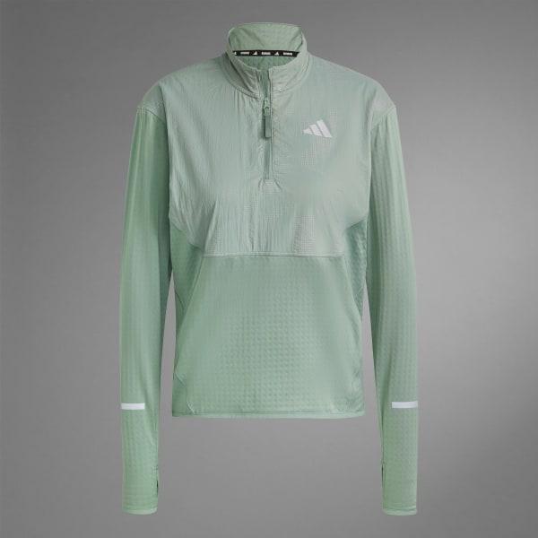 adidas Ultimate Hi Vis Reflective 1/2-Zip Top Silver Green S Womens Product Image