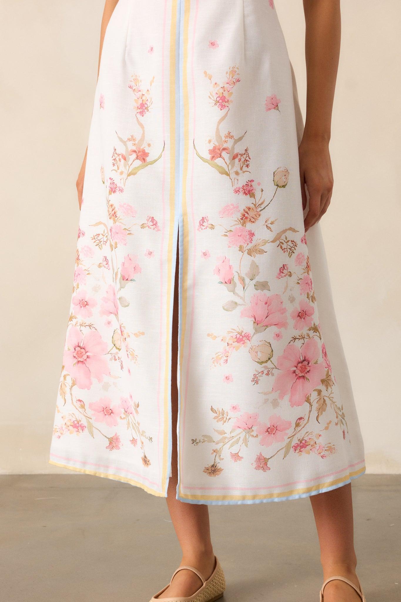 Enchanted Bloom Ivory Multi Floral Midi Dress Product Image
