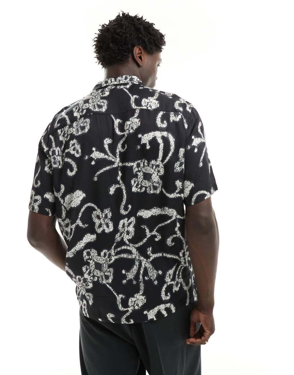 AllSaints Webs shirt in black print Product Image