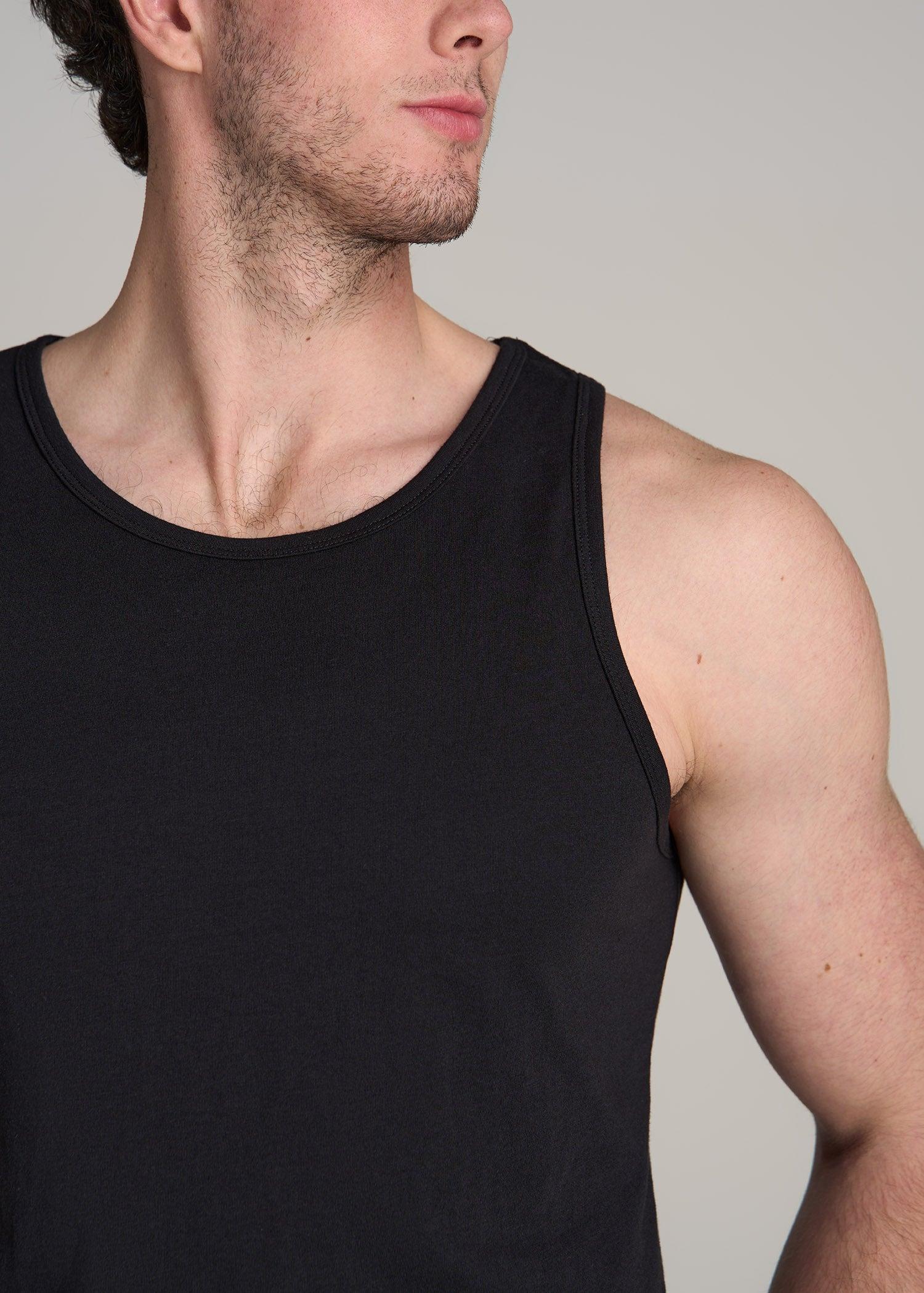 The Essentials: Men's Tall SLIM-FIT Beach Tank Top in Grey Blue Product Image