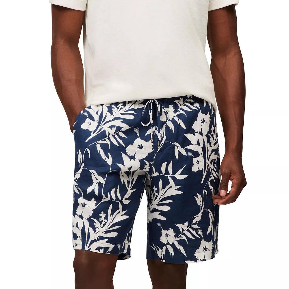 Men's Tommy Hilfiger Linen Floral Shorts, Size: 40, Black Product Image