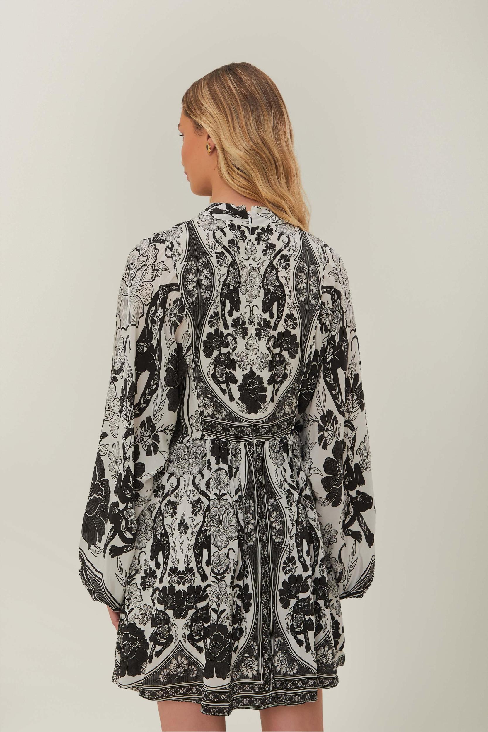 Off-White Flower Leopards Mini Dress, FLOWER LEOPARDS OFF-WHITE / XL Product Image