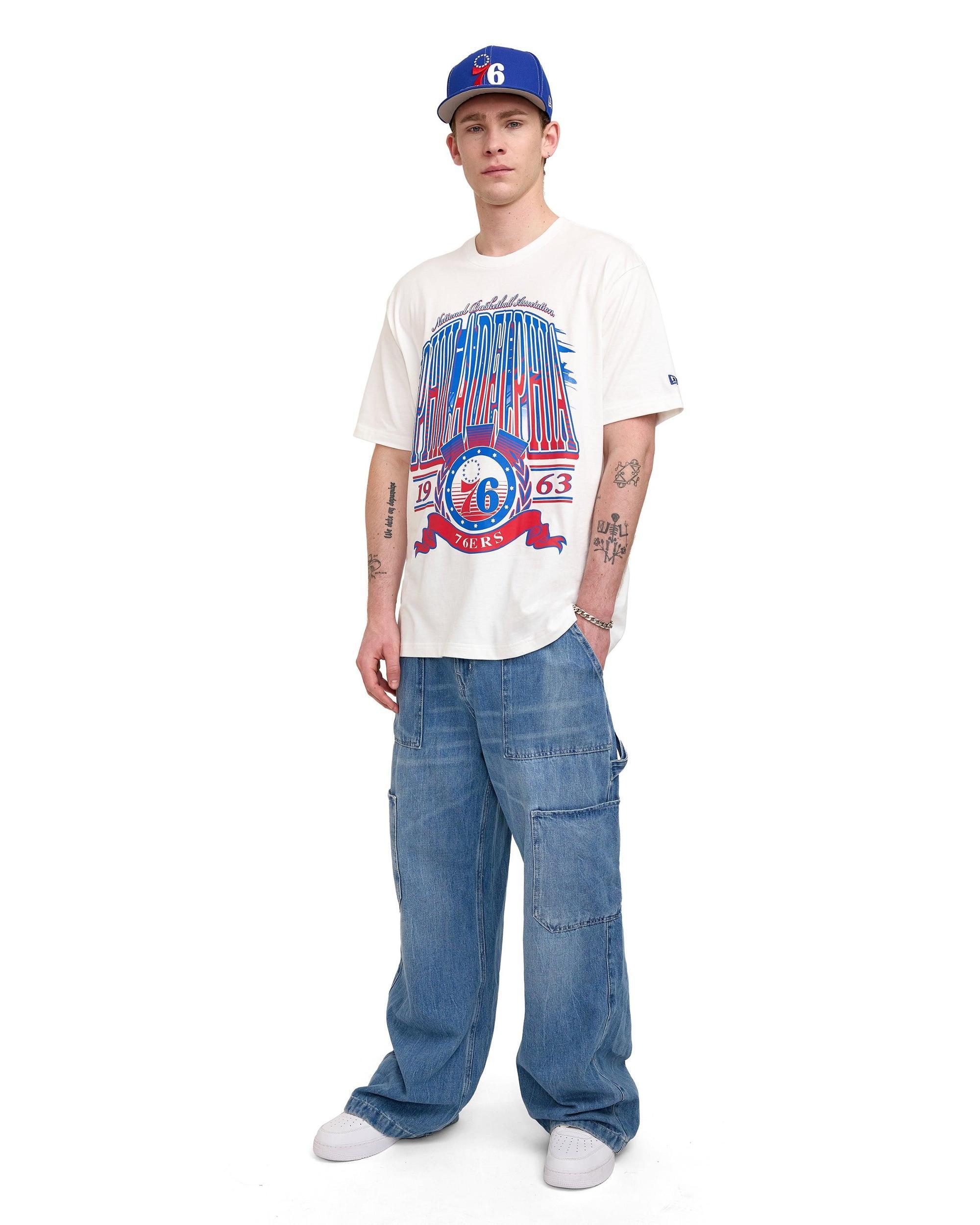 Philadelphia 76ers Sport Classics White T-Shirt Male Product Image
