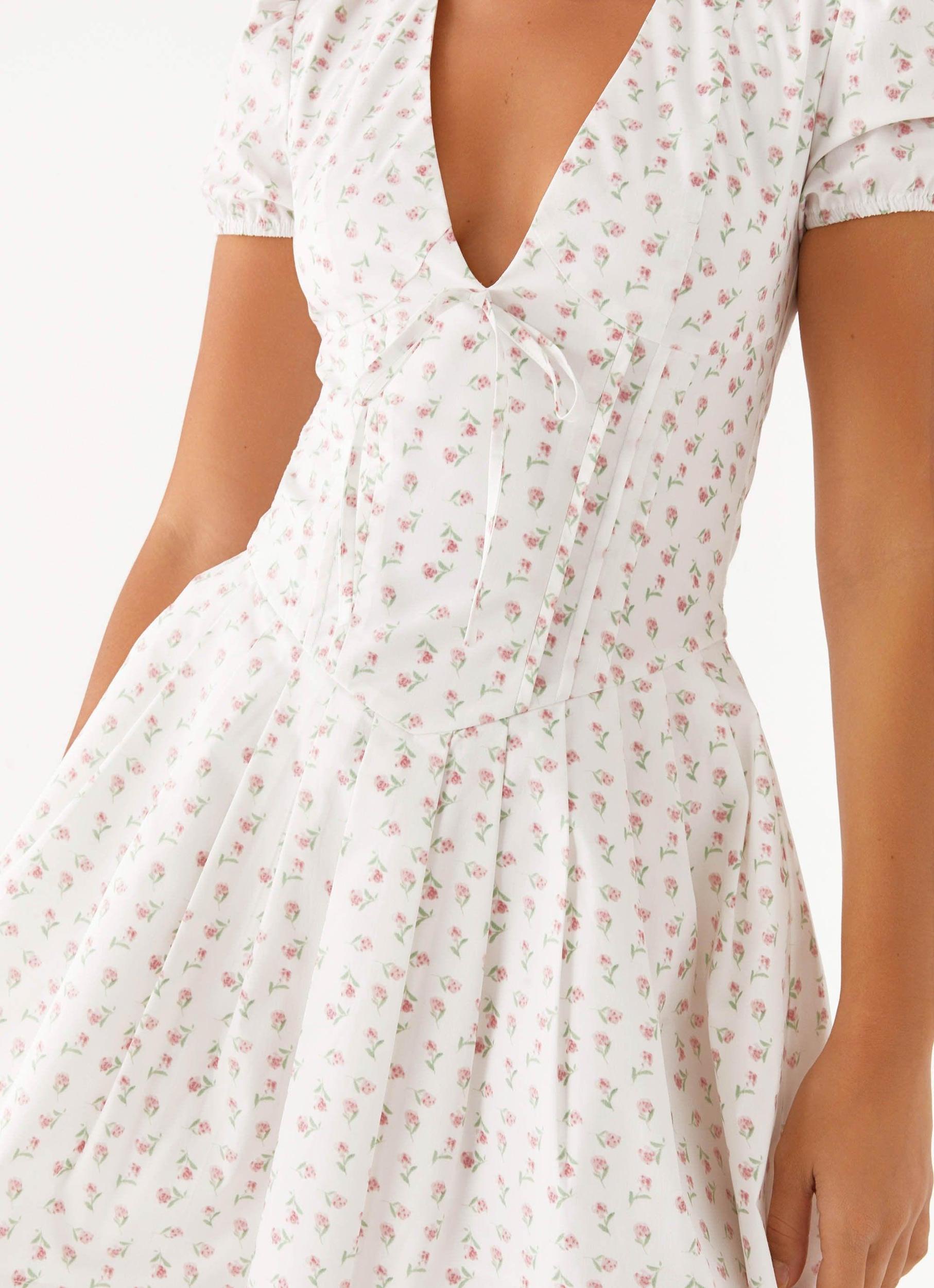 Falling Water Mini Dress - White Floral Product Image