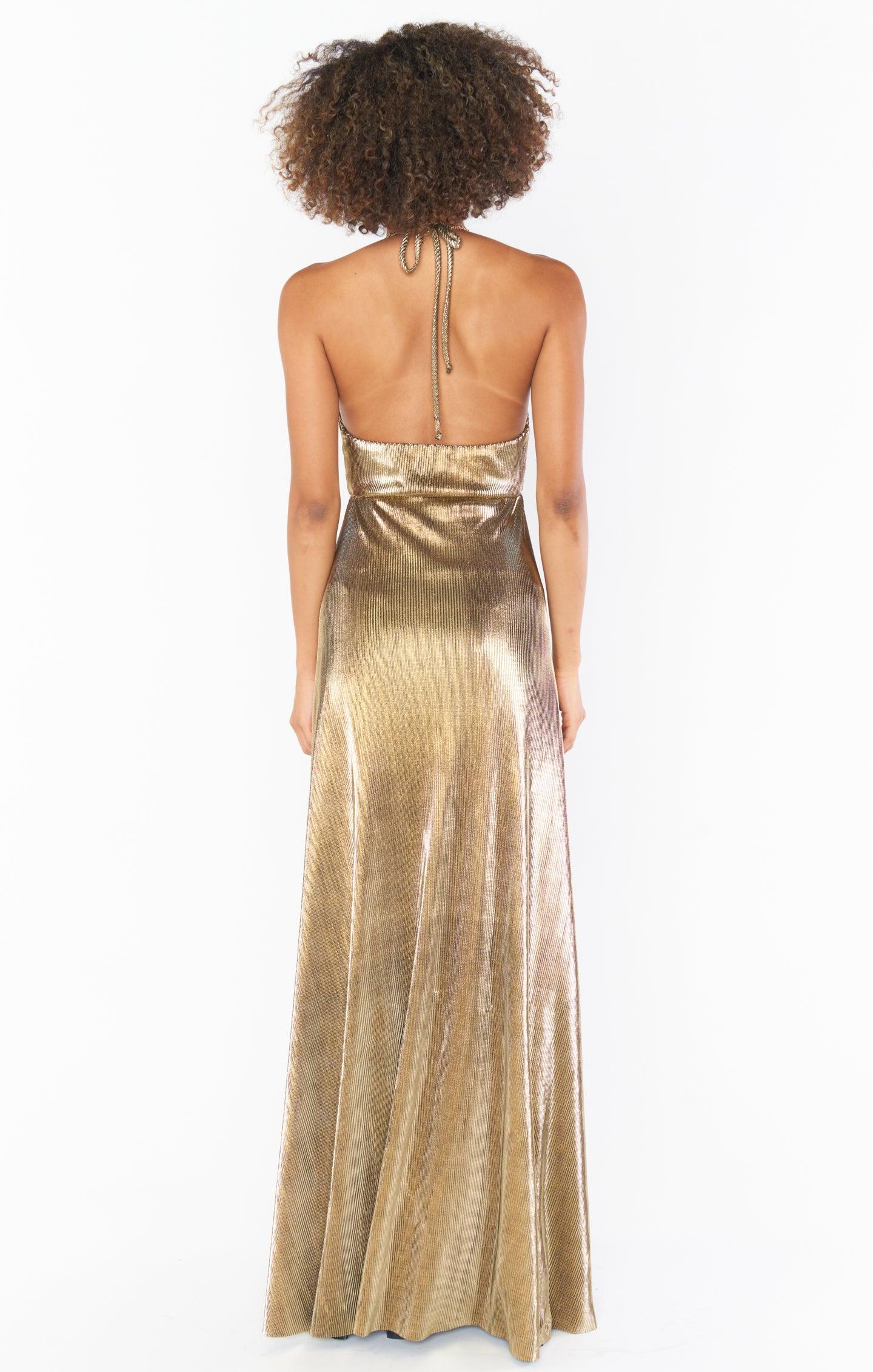 Paros Maxi Dress ~ Pleated Gold Product Image