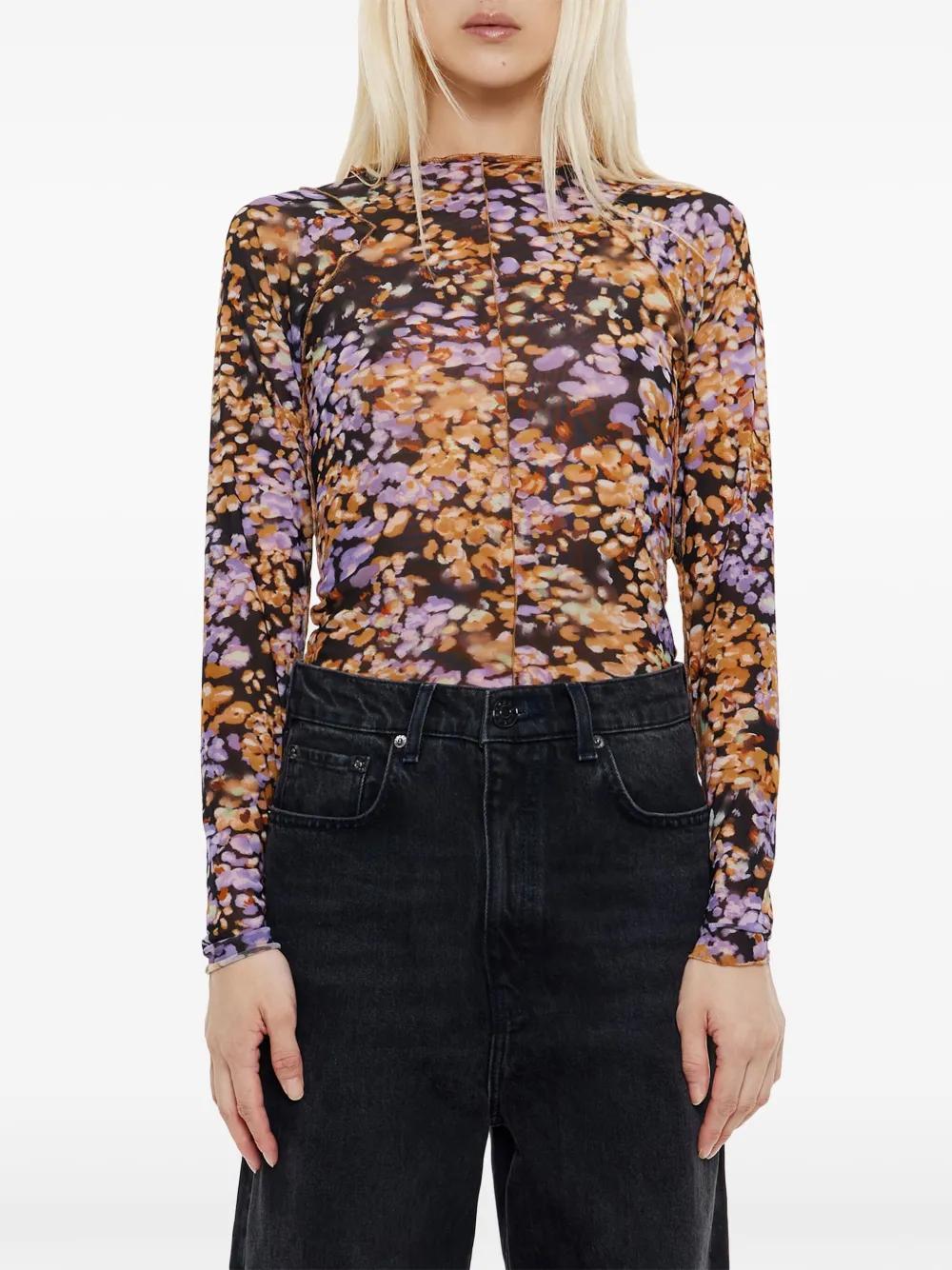 Leomimosa-print tulle top  Product Image