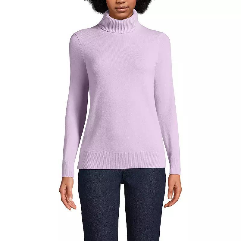 Women's Lands' End Turtleneck Cashmere Sweater, Size: XL, Gray Black Donegal Product Image