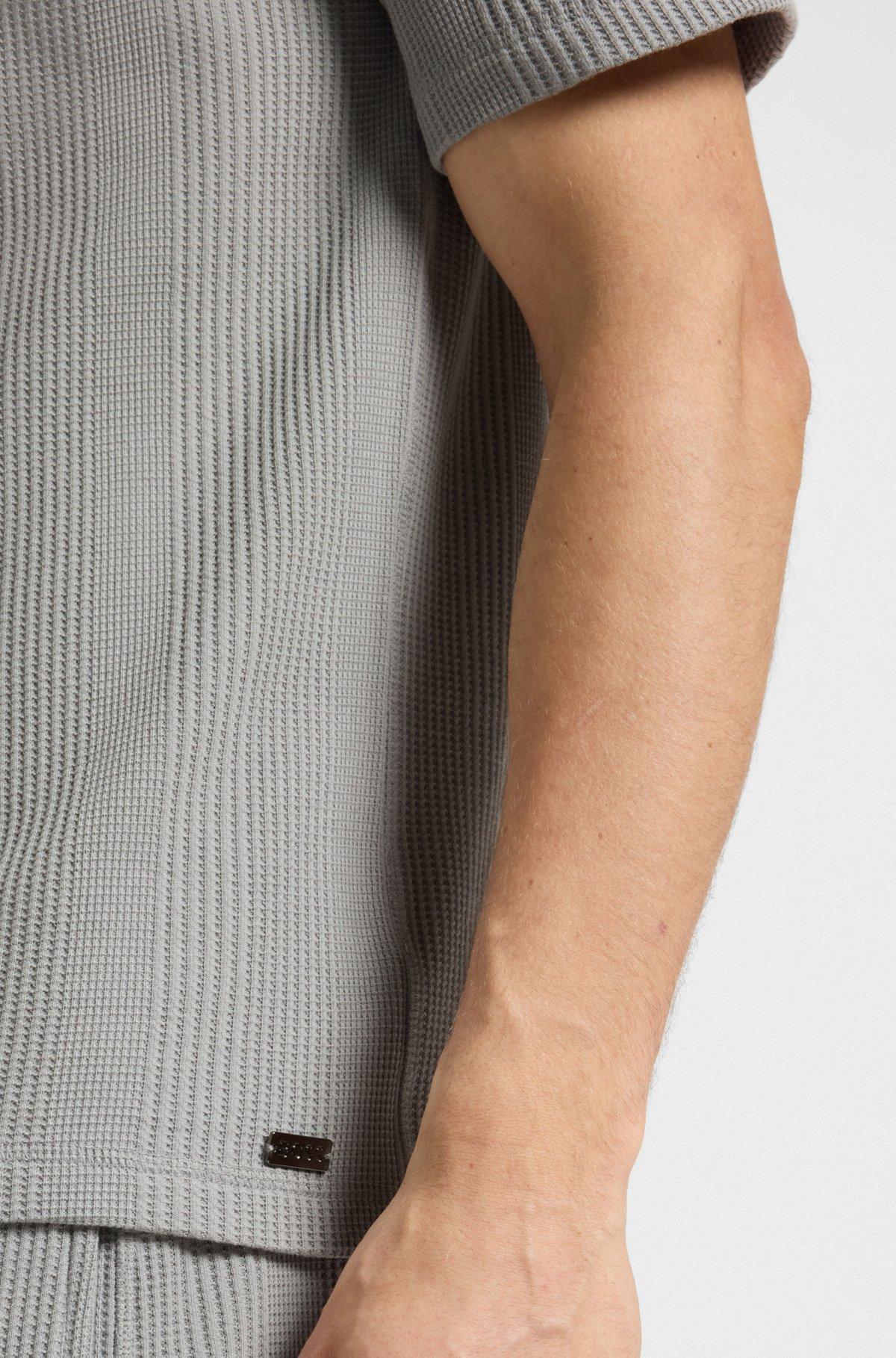 BOSS - T-shirt with waffle structure - Light Grey Product Image