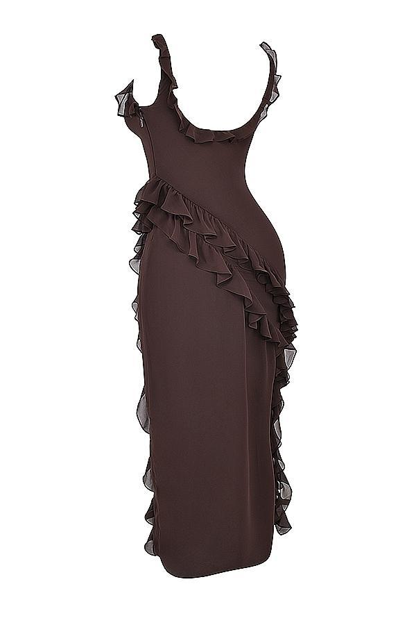 Ariela Mulberry Ruffle Maxi Dress Product Image