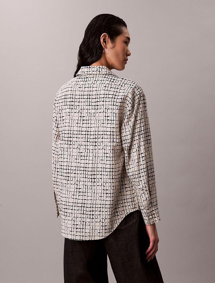 Printed Tencel Blend Roll Tab Shirt Product Image