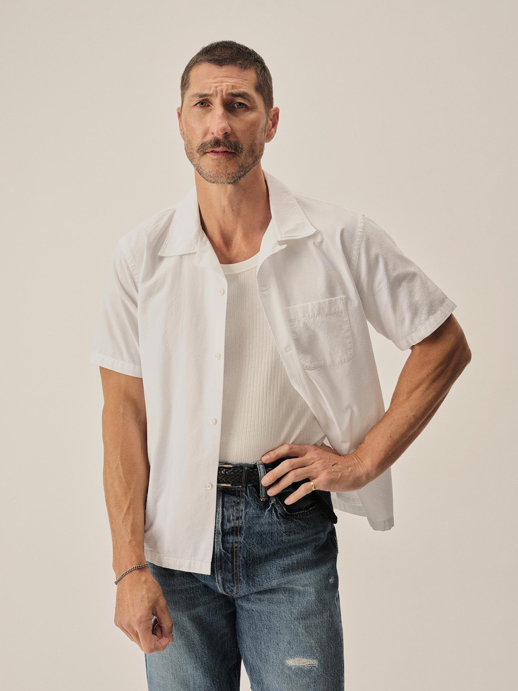 White Sodapop Seersucker Camp Shirt Product Image