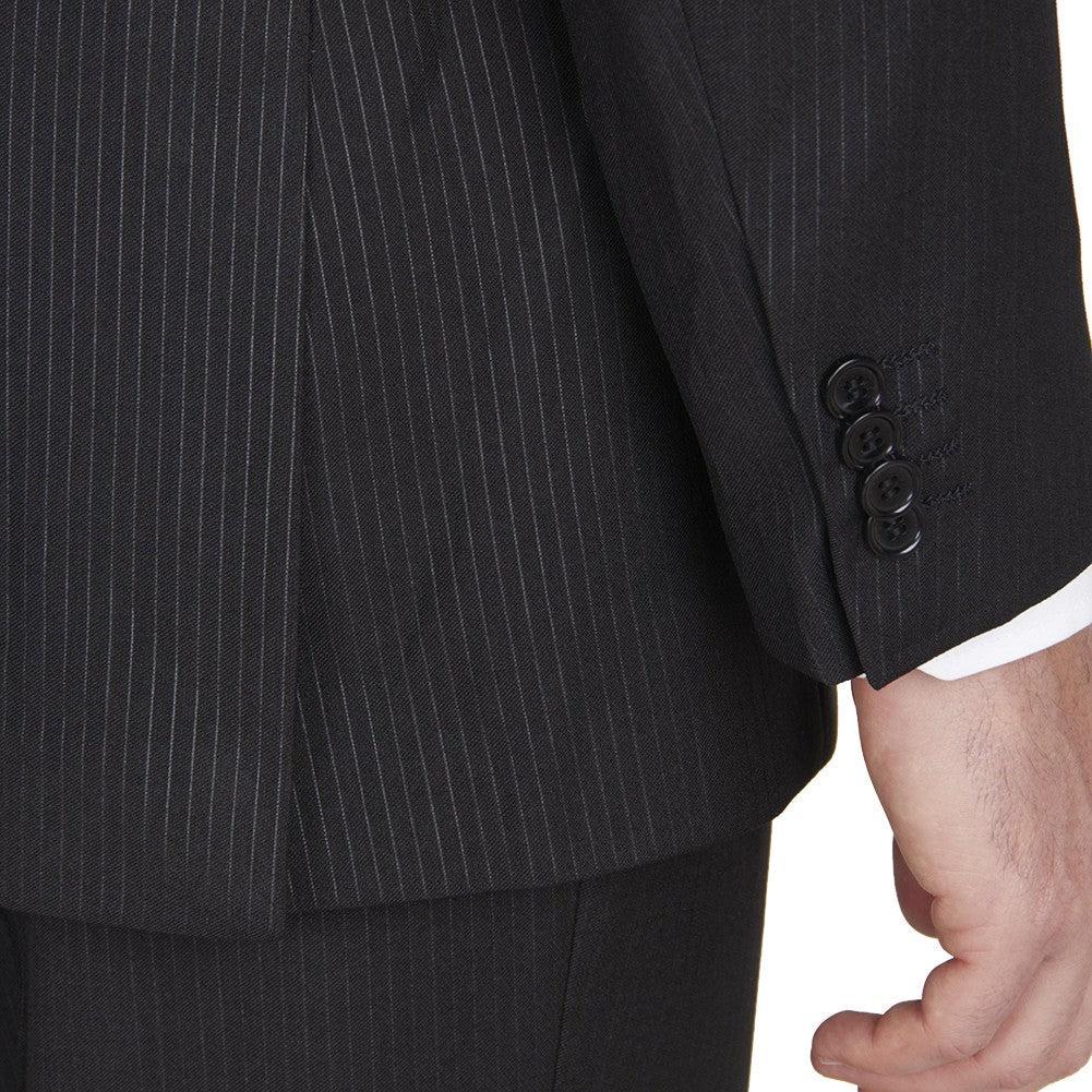 Modern Fit 2 Piece Pinstripe Suit 2 Button Black Product Image