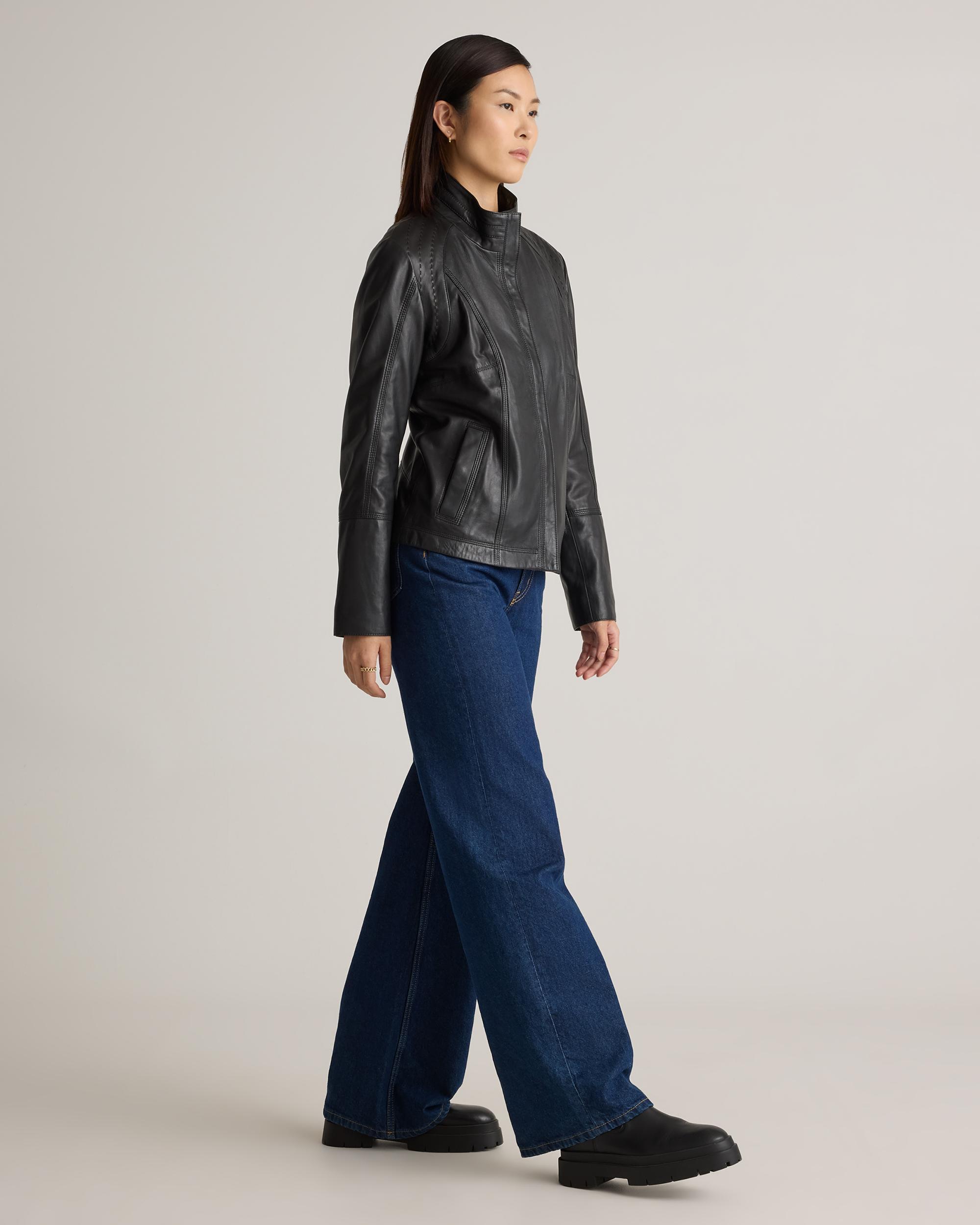 Quince | Women's Stand-Collar Jacket Size XL, Leather Product Image