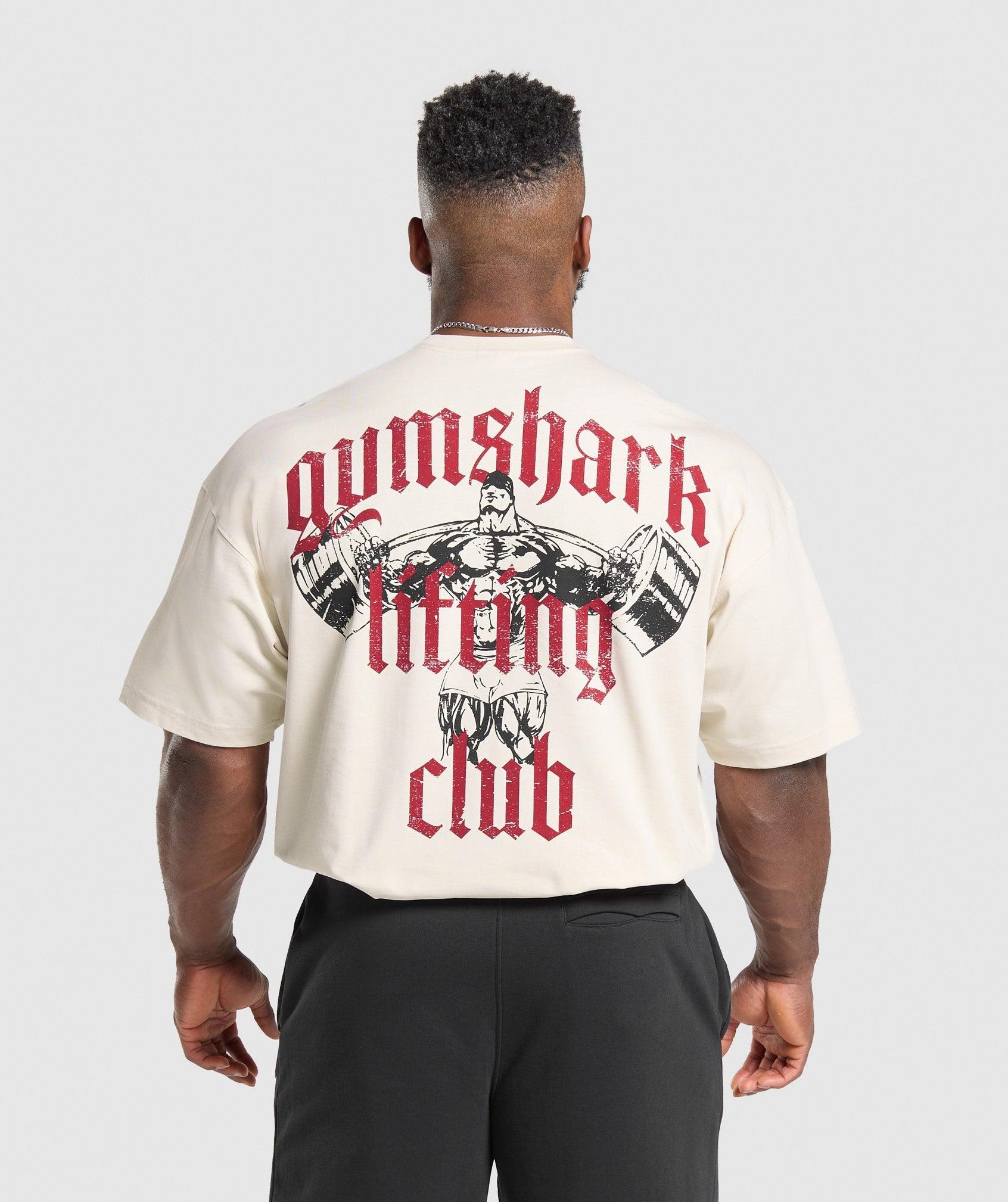 Gymshark Lifting Club T-Shirt - Oat White/Conditioning Red Male Product Image