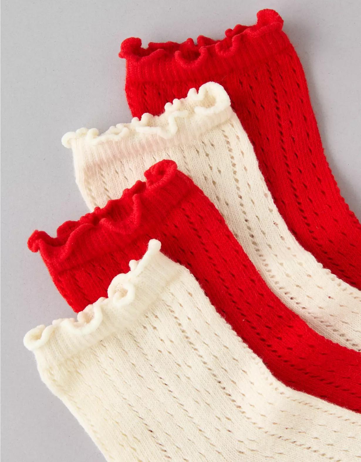 AE Pointelle-Knit Boyfriend Socks 2-Pack Product Image